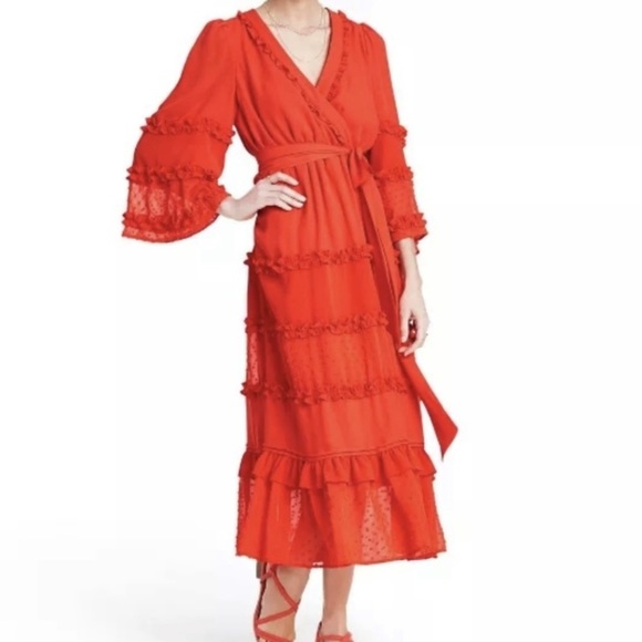 NWT! Alexis red orange dress - Picture 6 of 8